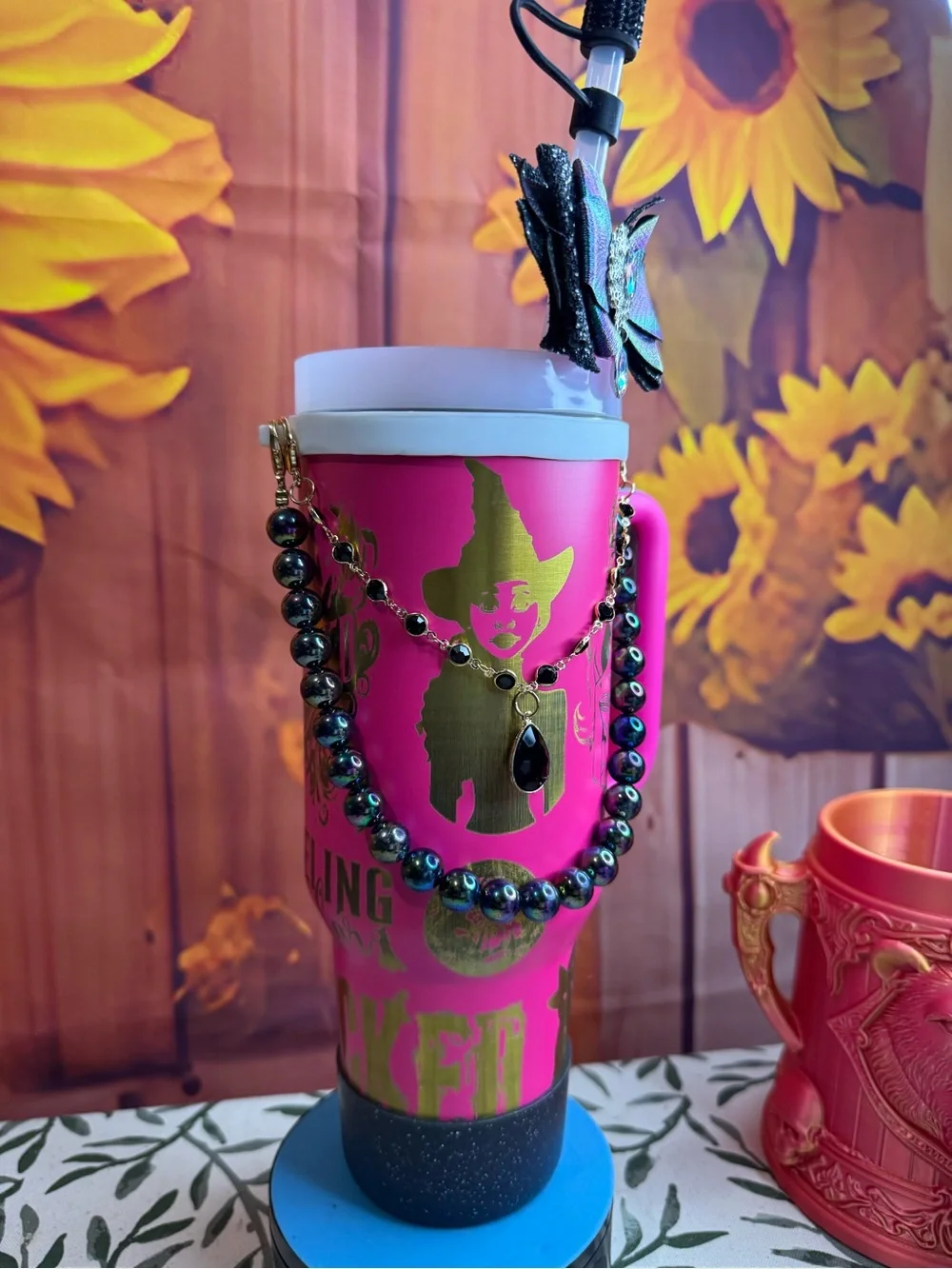 40oz Custom Engraved Wicked Tumbler with Iridescent bling